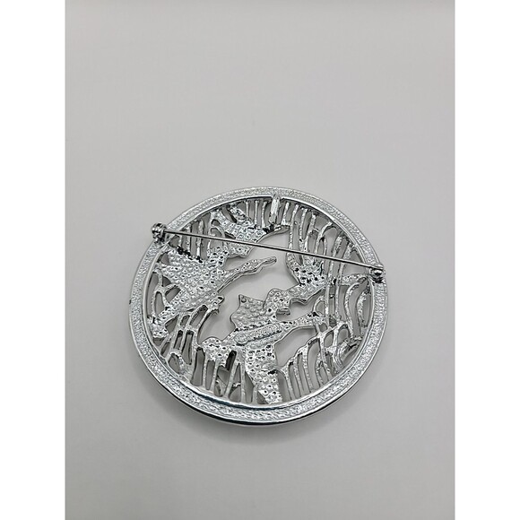 Vintage Sarah Coventry Brooch Pin Round Ducks Birds Fowl Silver Tone - Picture 9 of 13